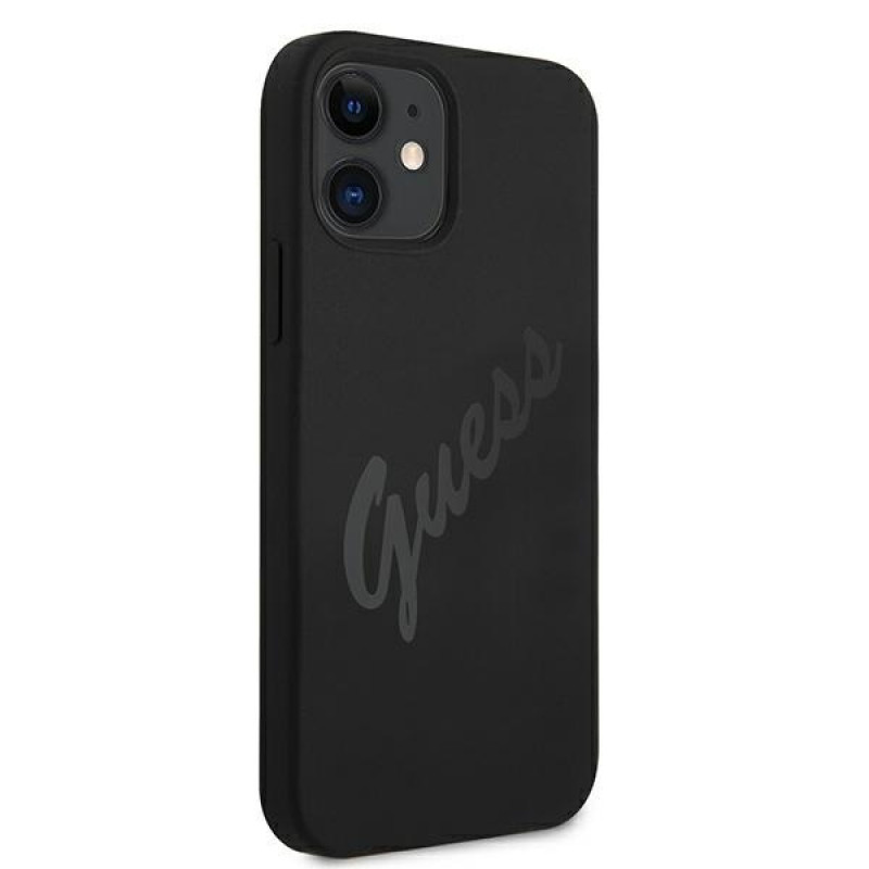 Guess GUHCP12SLSVSBK Script Vintage pevné puzdro pre Apple iPhone 12 mini 5,4 palca, čierna/čierna
