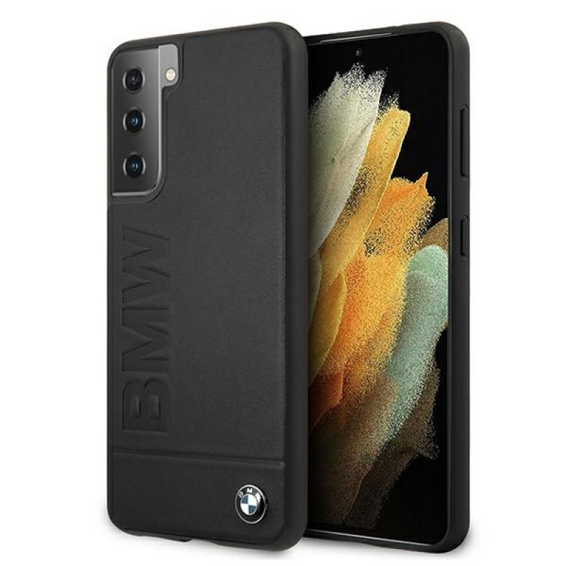 BMW BMHCS21MSLLBK Signature Logo Imprint pevné puzdro pre Samsung Galaxy S21+, čierne