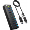 ICY BOX IB-AC6110a 10-portový USB 3.2 Gen 2 hub s nabíjacím portom, 12 V