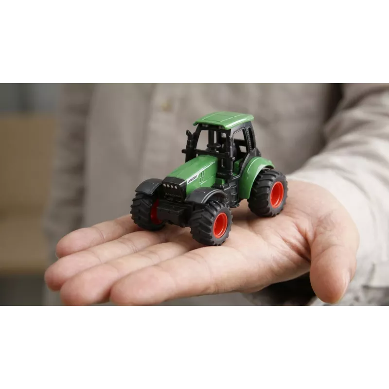 Kovový traktor Amewi s prívesom, 1:64, RTR, zelený
