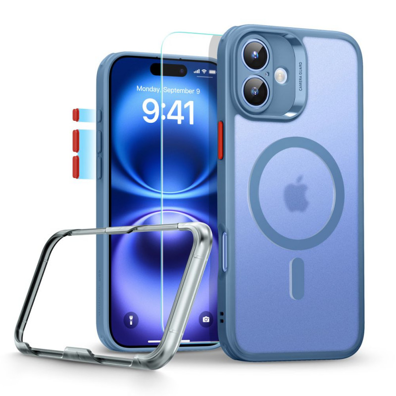 ESR Classic Pro Set HaloLock MagSafe puzdro s tvrdeným sklom pre Apple iPhone 16, mrazene modrá