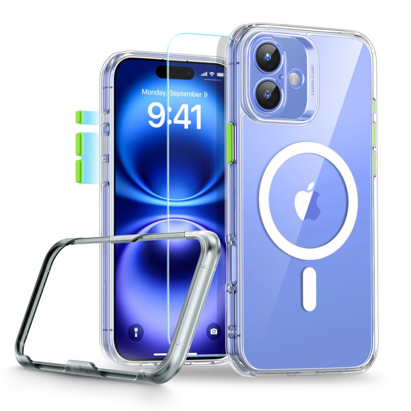 ESR Classic Pro Set HaloLock MagSafe puzdro s tvrdeným sklom pre Apple iPhone 16, priehľadné