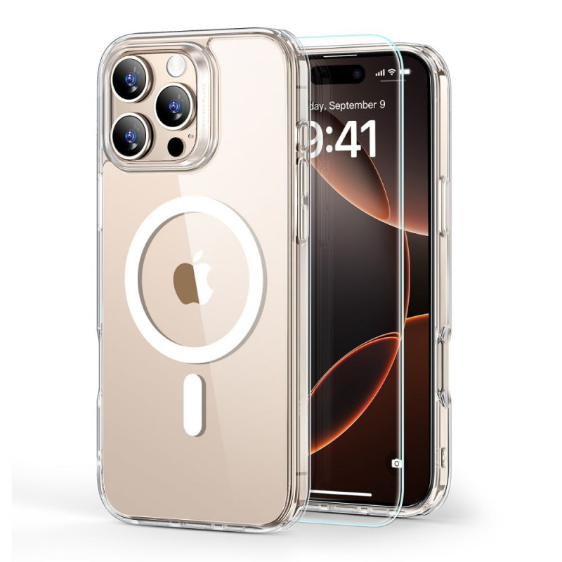 ESR Classic Hybrid HaloLock MagSafe puzdro s tvrdeným sklom pre Apple iPhone 16 Pro Max, číre