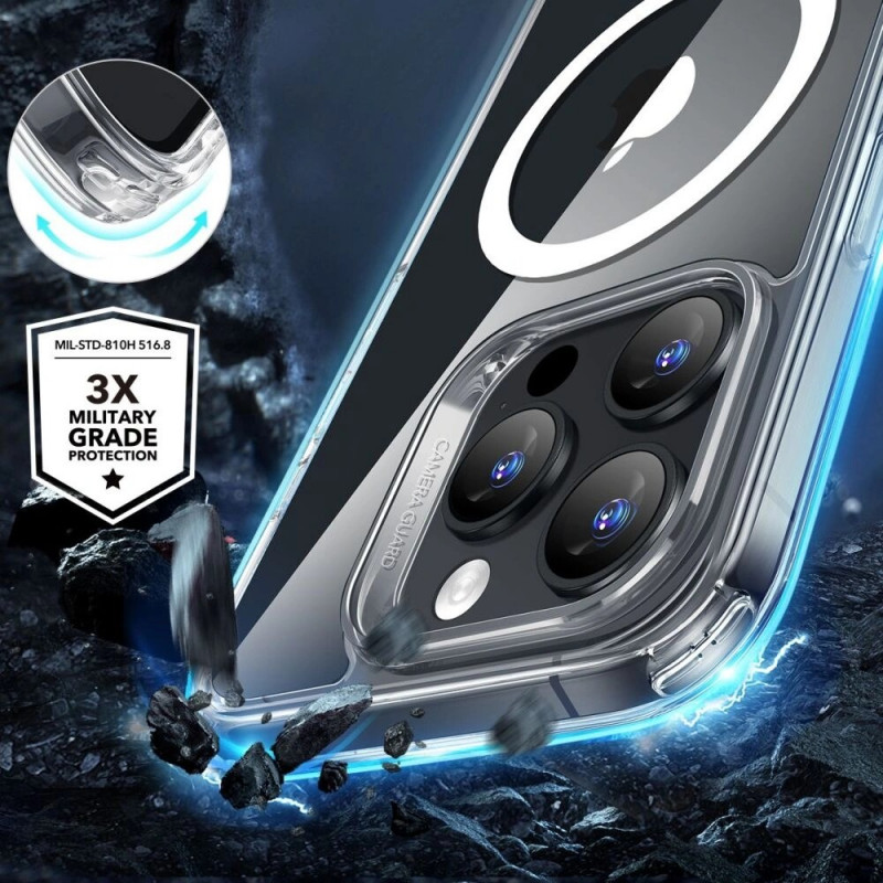 ESR Classic Hybrid HaloLock MagSafe puzdro s tvrdeným sklom pre Apple iPhone 16 Pro Max, číre