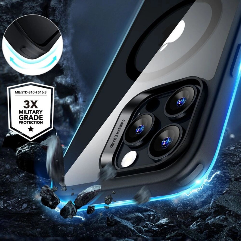 ESR Puzdro Classic Hybrid HaloLock MagSafe s tvrdeným sklom pre Apple iPhone 16 Pro Max, priehľadné/čierne