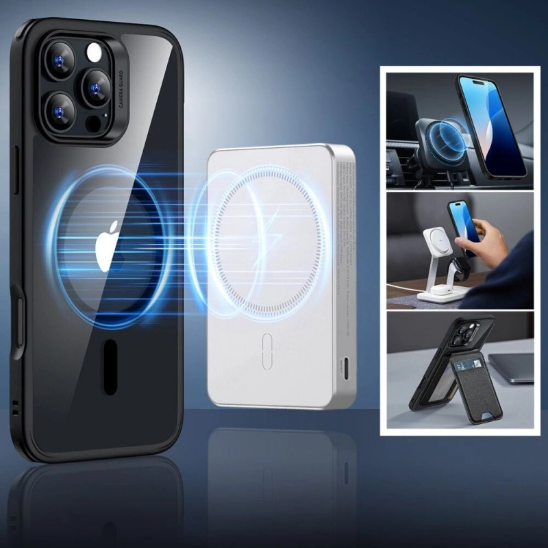 ESR Puzdro Classic Hybrid HaloLock MagSafe s tvrdeným sklom pre Apple iPhone 16 Pro Max, priehľadné/čierne