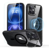 ESR Classic Hybrid Kickstand HaloLock MagSafe puzdro s tvrdeným sklom pre Apple iPhone 16, priehľadné/čierne