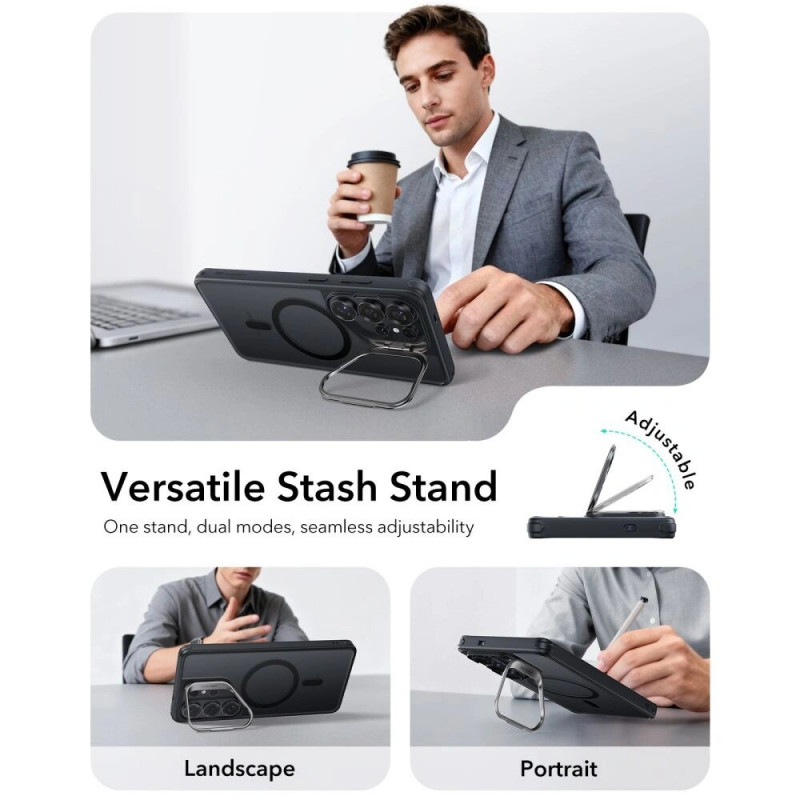 ESR Classic Hybrid Kickstand MagSafe puzdro pre Samsung Galaxy S26 Ultra, matná čierna