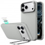 ESR Koženkové puzdro s stojanom MagSafe pre Apple iPhone 17 Pro Max / 18 Pro Max, sivé