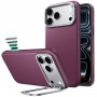 ESR Koženkové puzdro s stojanom MagSafe pre Apple iPhone 17 Pro / 18 Pro, Deep Burgundy
