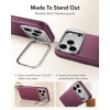ESR Koženkové puzdro s stojanom MagSafe pre Apple iPhone 17 Pro / 18 Pro, Deep Burgundy