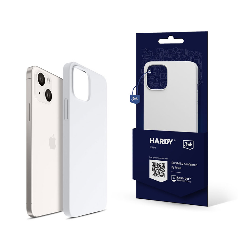 3MK Hardy Case MagSafe puzdro na Apple iPhone 14 Plus / 15 Plus zo silikónu, biele