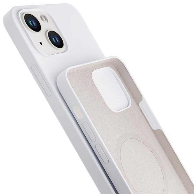 3MK Hardy Case MagSafe puzdro na Apple iPhone 14 Plus / 15 Plus zo silikónu, biele
