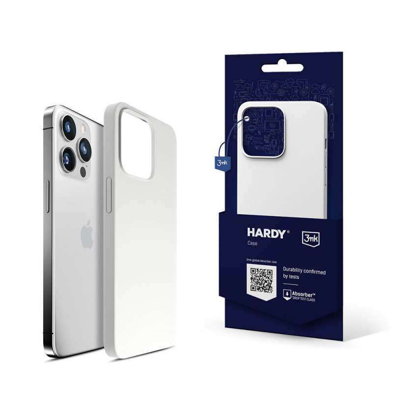 3MK Hardy Case MagSafe puzdro na Apple iPhone 14 Pro Max zo silikónu, biele