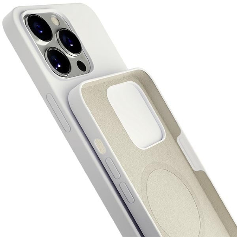 3MK Hardy Case MagSafe puzdro na Apple iPhone 14 Pro Max zo silikónu, biele