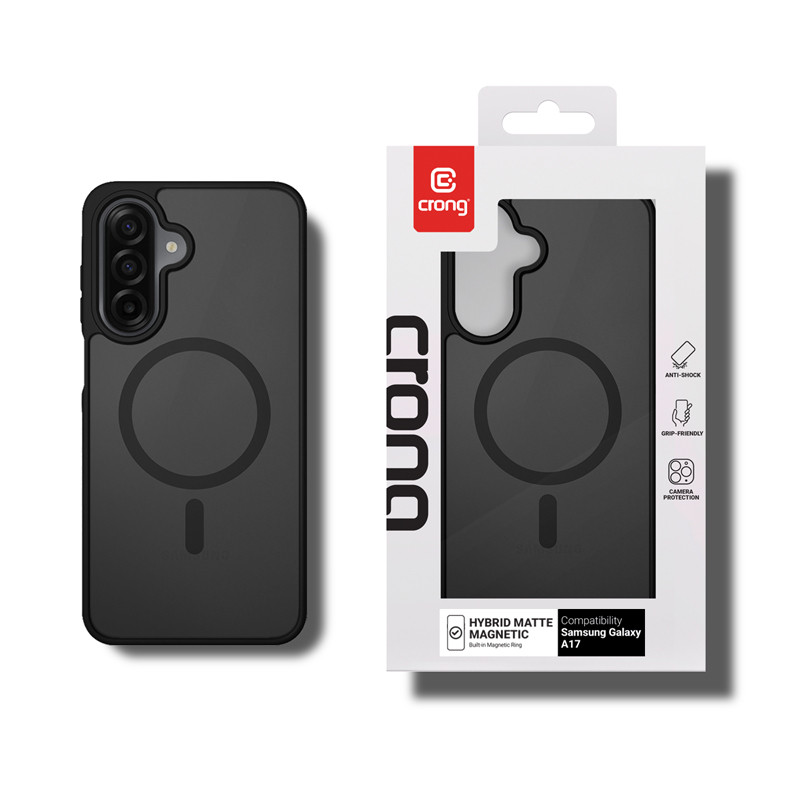 Puzdro Crong Hybrid Matte Magnetic MagSafe pre Samsung Galaxy A17, čierne