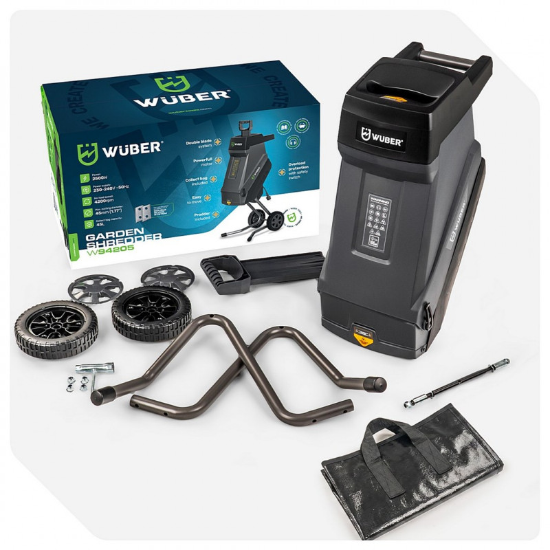 Elektrický drvič konárov s nožmi Wuber W94205, 2500 W, 45 L