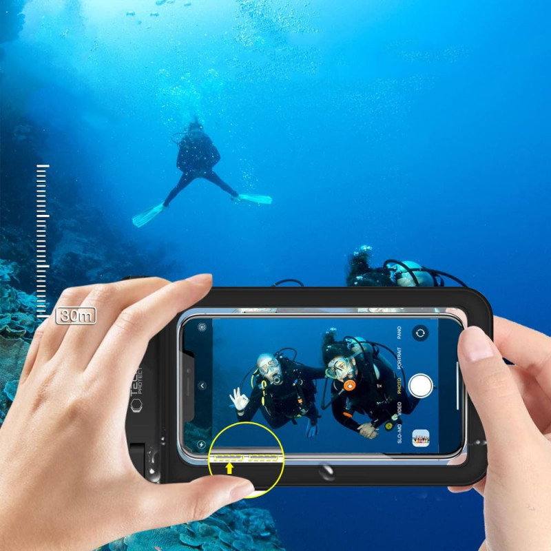 Tech-Protect UWC9 univerzálne vodotesné puzdro 8,9", čierno-oranžové