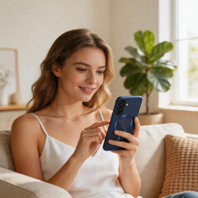 Puzdro Tech-Protect MagFlex MagSafe pre Samsung Galaxy A57 5G, námornícka modrá