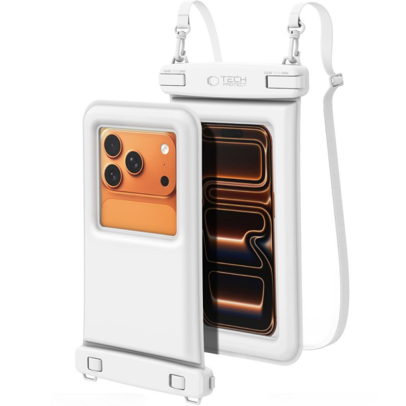 Tech-Protect UWC7 univerzálne vodotesné plávajúce puzdro na smartfóny do 6,9 palca, biele