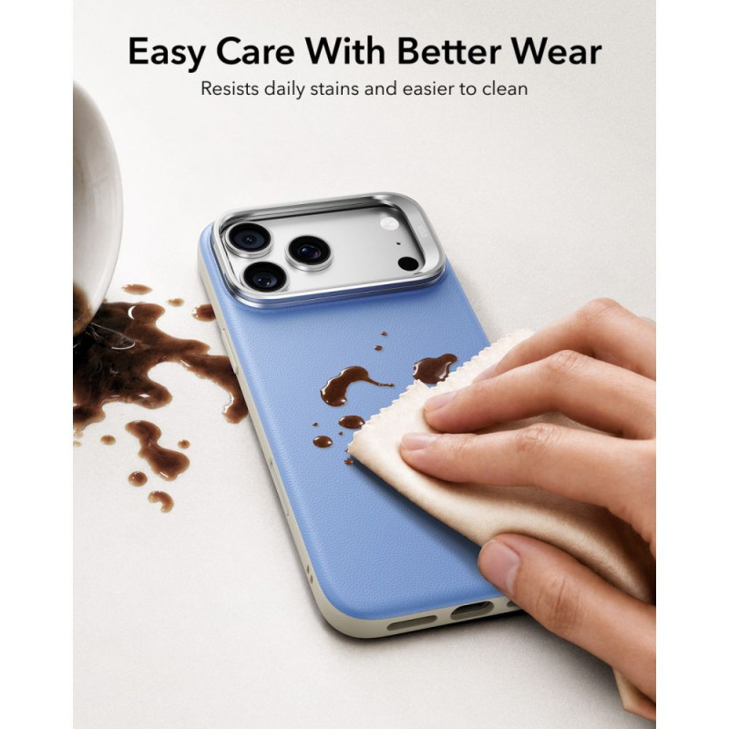 ESR koženkové puzdro s stojančekom a MagSafe pre Apple iPhone 17 Pro Max / 18 Pro Max, svetlomodré