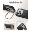 Koženkové puzdro ESR Leather Kickstand MagSafe pre Apple iPhone 17 Pro Max / 18 Pro Max, čierne