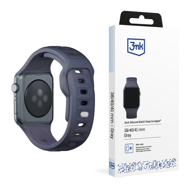 3mk Silikónový remienok na hodinky pre Apple Watch 38/40/41 mm, sivý