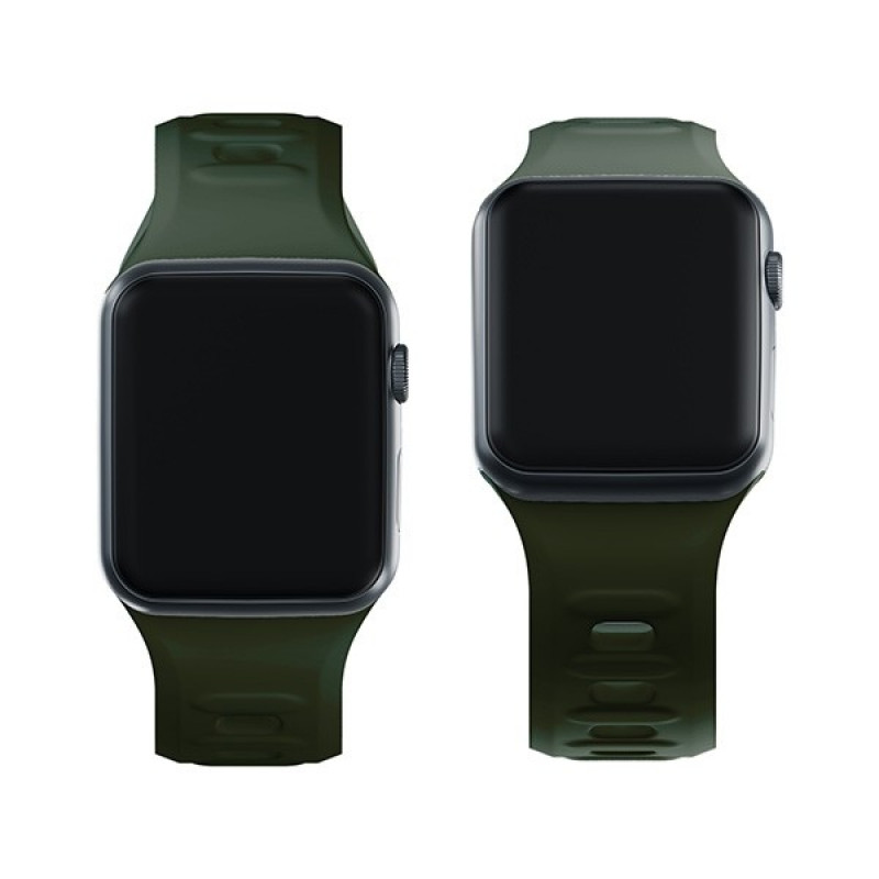 Silicónový remienok na hodinky 3mk pre Apple Watch 38/40/41 mm, tmavozelený