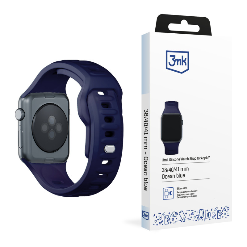 Silicónový remienok na hodinky 3mk pre Apple Watch 38/40/41 mm, ocean blue