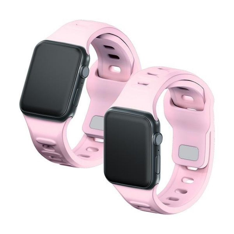 Silikónový remienok na hodinky 3mk pre Apple Watch 38/40/41 mm, práškovo ružový