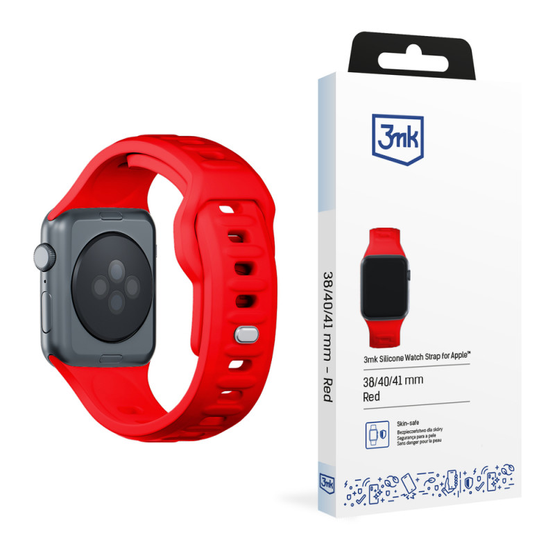 Silikónový remienok na hodinky 3mk pre Apple Watch 38/40/41 mm, červený