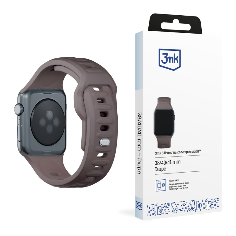 Silikónový remienok na hodinky 3mk pre Apple Watch 38/40/41 mm, taupe