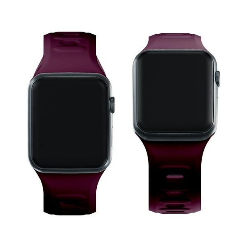 Silikónový remienok na hodinky 3mk pre Apple Watch 42/44/45/49 mm, morušová / bordová