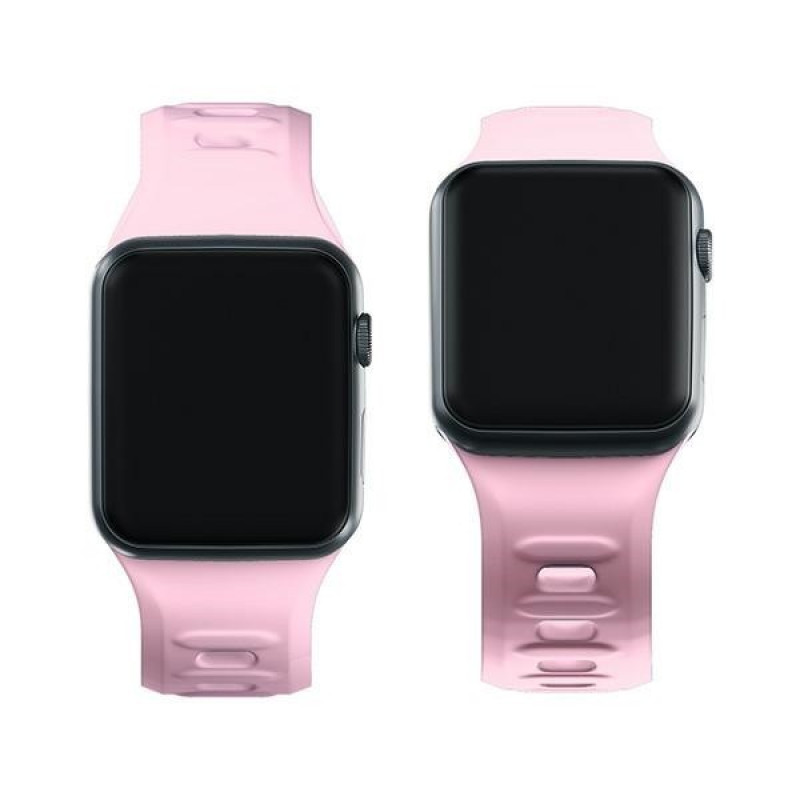 Silikónový remienok na hodinky 3mk pre Apple Watch 42/44/45/49 mm, práškovo ružový