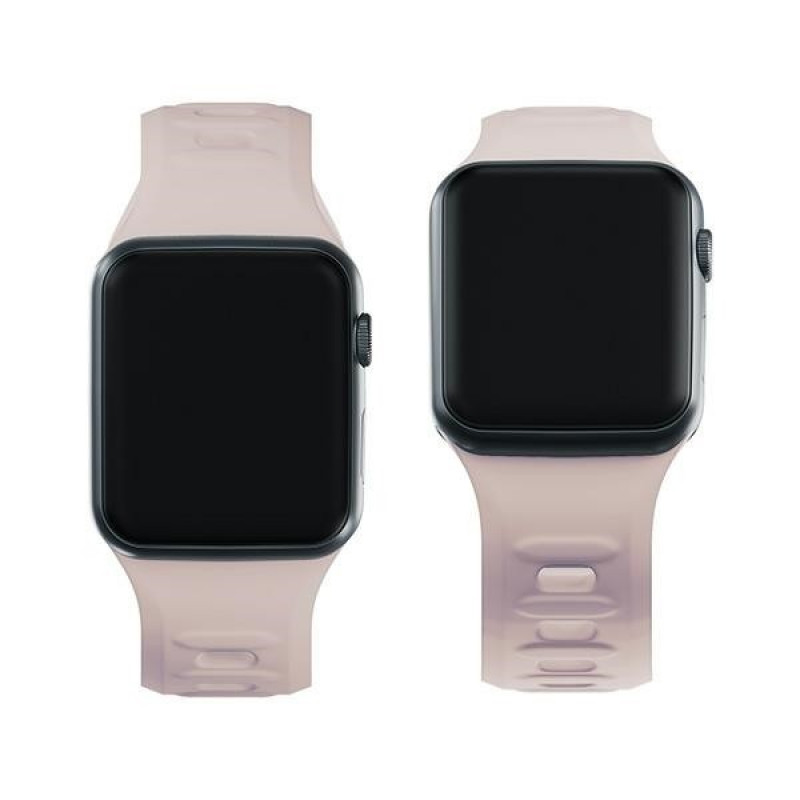Silikónový remienok na hodinky 3mk pre Apple Watch 42/44/45/49 mm, ružovobéžová / latte