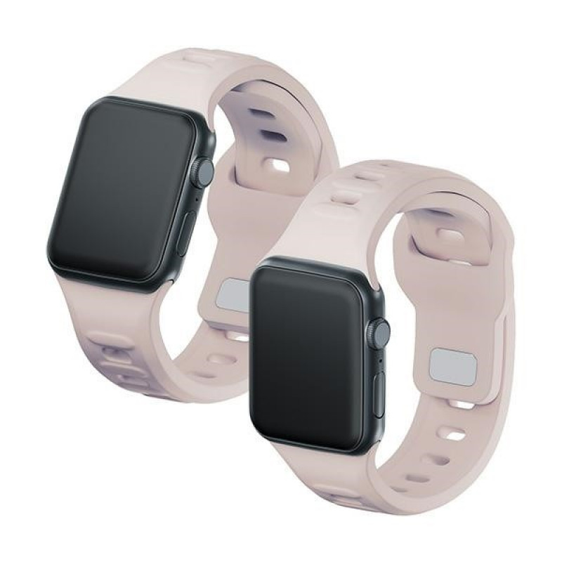 Silikónový remienok na hodinky 3mk pre Apple Watch 42/44/45/49 mm, ružovobéžová / latte