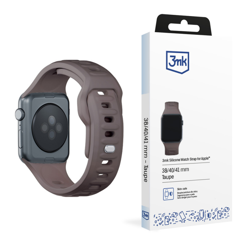 Silikónový remienok na hodinky 3mk pre Apple Watch 42/44/45/49 mm, taupe