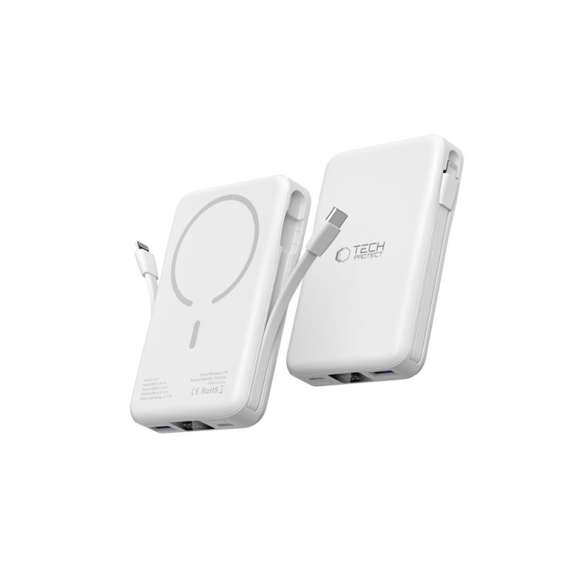 Tech-Protect PB31 LifeMag MagSafe power banka 10000 mAh, 15 W, biela