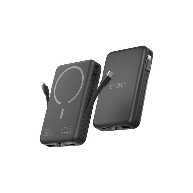 Tech-Protect PB31 LifeMag MagSafe power banka 10000 mAh, 15 W, čierna