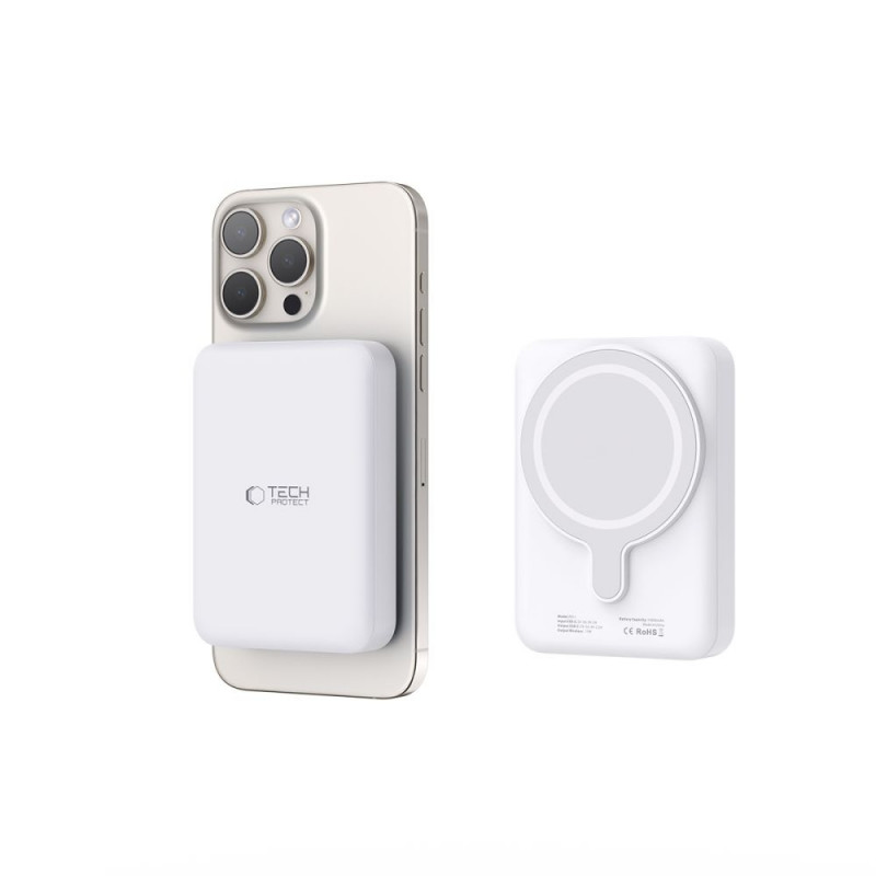 Tech-Protect PB11 LifeMag MagSafe power banka 10000 mAh, 15 W, biela