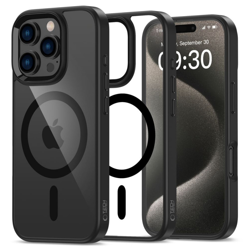 Puzdro Tech-Protect MagMat MagSafe pre Apple iPhone 16 Pro, čierna/transparentná