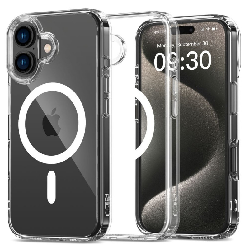 Puzdro Tech-Protect Flexair Hybrid MagSafe pre Apple iPhone 16, priehľadné