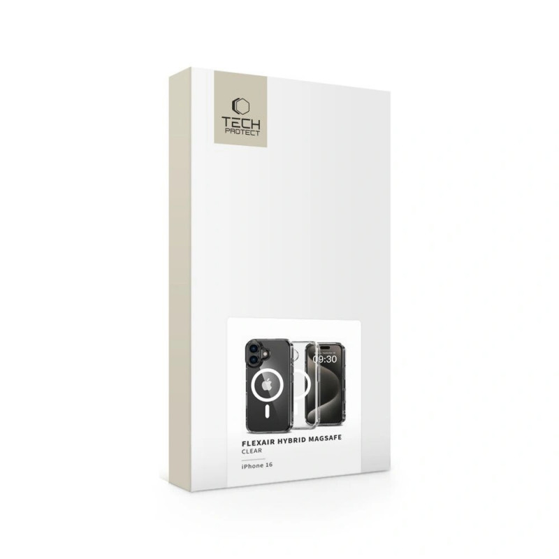Puzdro Tech-Protect Flexair Hybrid MagSafe pre Apple iPhone 16, priehľadné