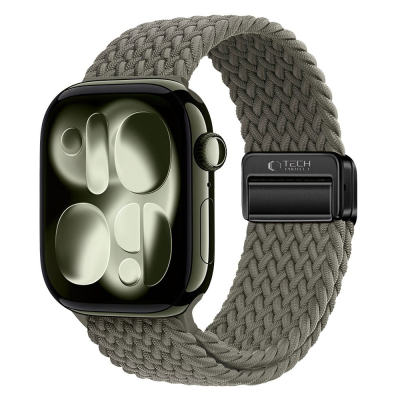 Remienok Tech-Protect Nylonmag pre Apple Watch 4/5/6/7/8/9/SE/Ultra 1/2, 42/44/45/49 mm, olivovo sivý