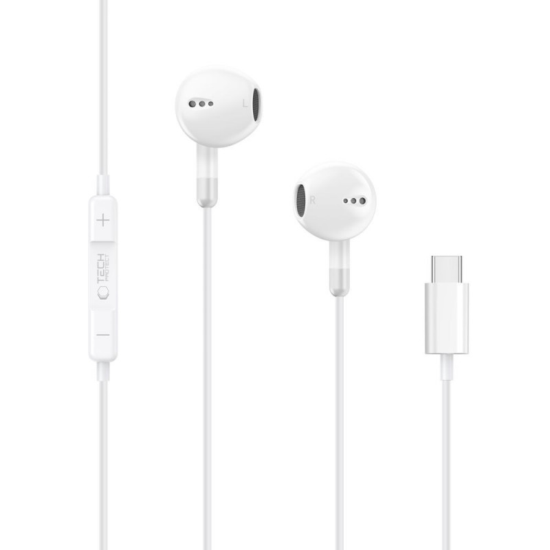 Drôtové slúchadlá Tech-Protect Ultraboost Core G4 USB-C, biele