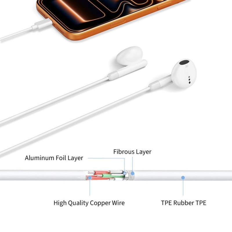 Drôtové slúchadlá Tech-Protect Ultraboost Core G4 USB-C, biele