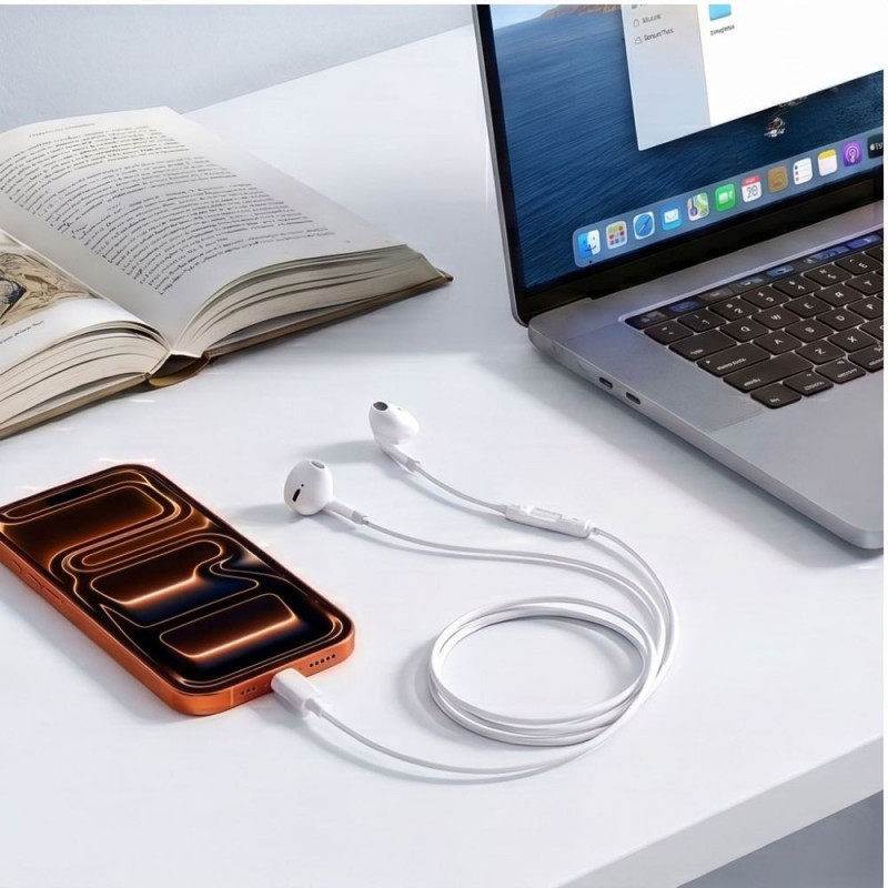 Drôtové slúchadlá Tech-Protect Ultraboost Core G4 USB-C, biele