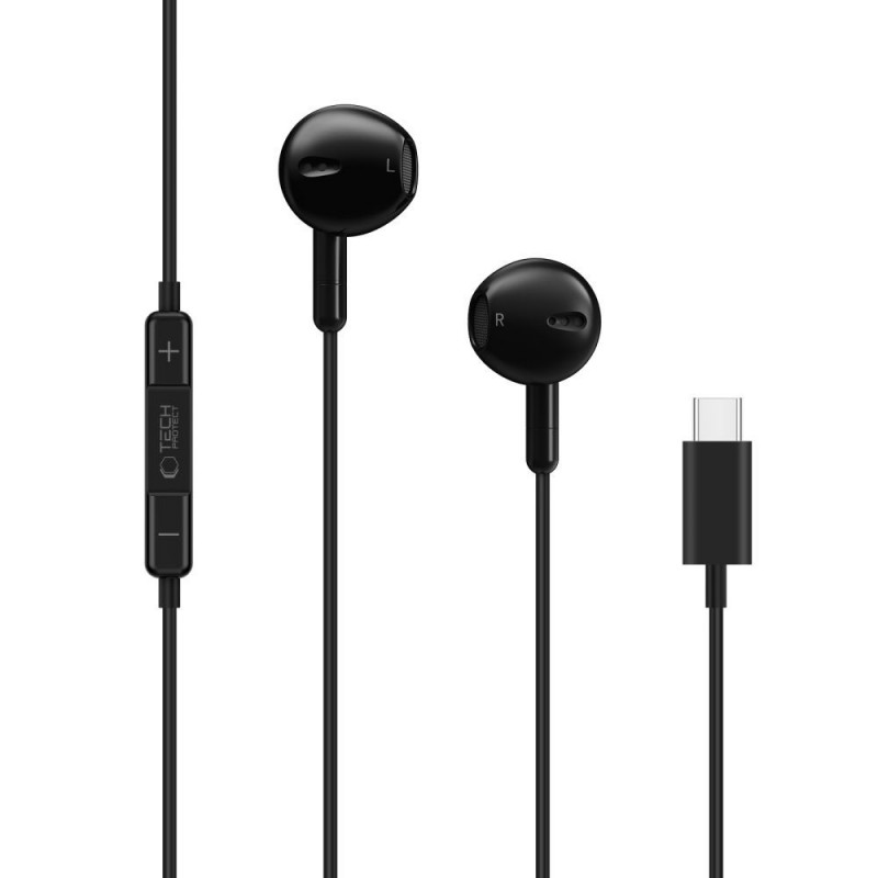 Tech-Protect Ultraboost Core G4 USB-C drôtové slúchadlá, čierne