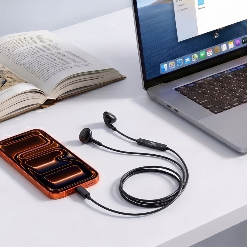 Tech-Protect Ultraboost Core G4 USB-C drôtové slúchadlá, čierne