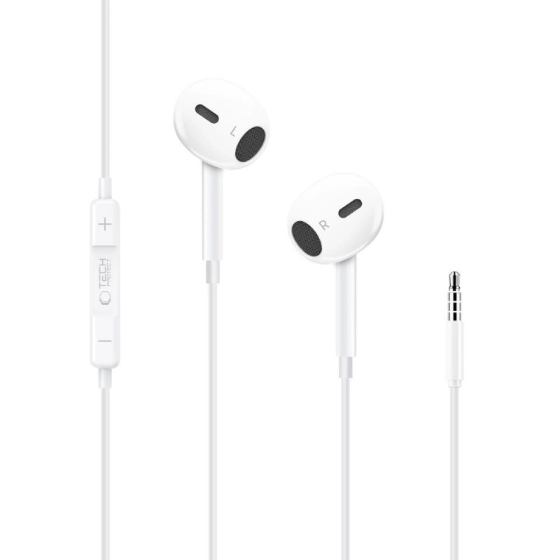 Tech-Protect Ultraboost Core G2 Mini Jack 3.5 mm drôtové slúchadlá, biele